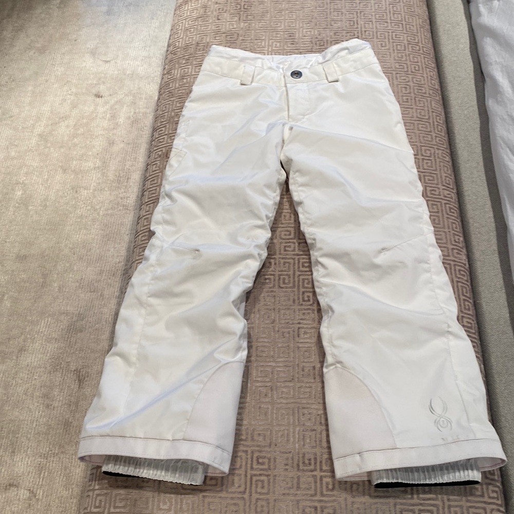 Spyder white adjustable ski pants size  10